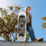 Personlig Celestial Sol Måne Stars Mini Skateboard Bräda 18,5 Cm<br><div class="desc">En celestial etheral guld faux foil sol,  måne och stjärnor överlagrad på ett svart bläck penseldrag på vit bakgrund,  personlig med ditt namn i ett trendig-skript stil. Unik av ett slag.</div>