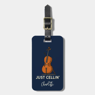 Personlig Cello Script Monogram Musician Bagagebricka