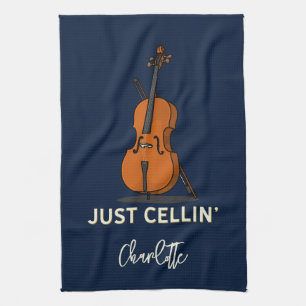 Personlig Cello Script Monogram Musician Kökshandduk