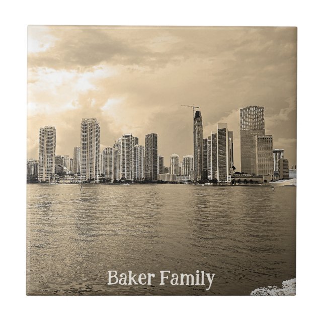Personlig Ceramic Tile - Miami, Florida Kakelplatta (Framsidan)
