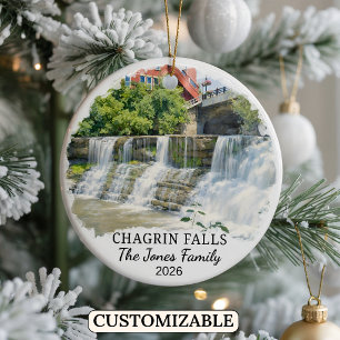 Personlig Chagrin Falls-ornament, Anpassad Ohio Julgransprydnad Keramik