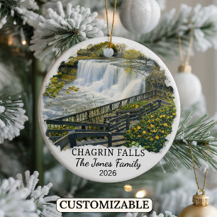 Personlig Chagrin Falls-ornament, Anpassad Ohio Julgransprydnad Keramik