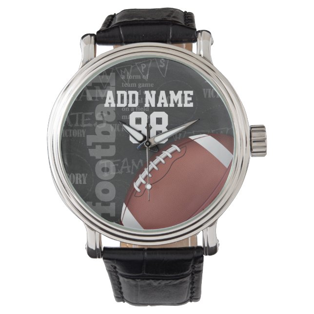 Personlig Chalkboard American Football Armbandsur (Framsida)