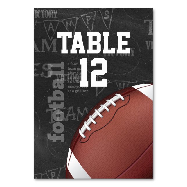 Personlig Chalkboard American Football Bordsnummer (Framsidan)