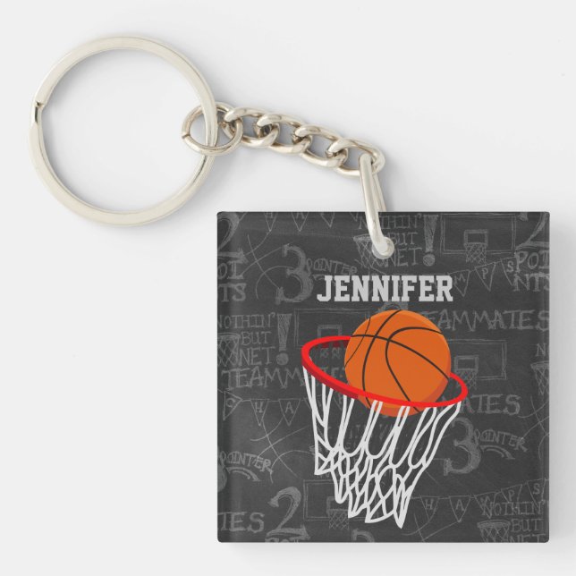 Personlig Chalkboard Basketball och Ring (Framsidan)