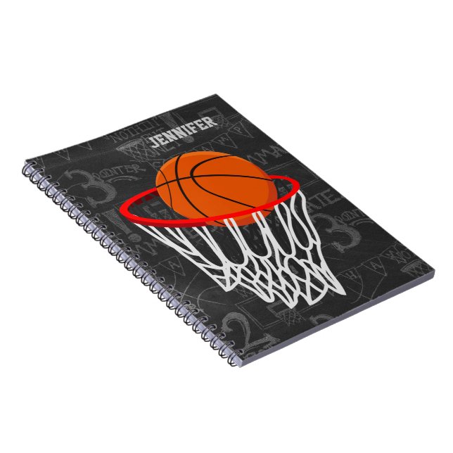 Personlig Chalkboard Basketball och Ring Anteckningsbok (Högra Sidan)