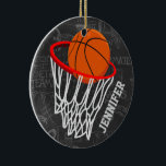 Personlig Chalkboard Basketball och Ring Julgransprydnad Keramik<br><div class="desc">Utformning av basketboll och ring på mörk och lätt grått-krita med mönster av basketbolltermer. Anpassa namn för att lägga till namn i basket fläkt, basketbollspelare eller basketbuss. Idealisk även för netbollspelare! Vi välkomnar begäran om anpassningsbar. Kontakta oss via vår GiftsBonanza-butik innan du köper din begäran och vi kommer att vara...</div>