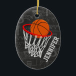 Personlig Chalkboard Basketball och Ring Julgransprydnad Keramik<br><div class="desc">Utformning av basketboll och ring på mörk och lätt grått-krita med mönster av basketbolltermer. Anpassa namn för att lägga till namn i basket fläkt, basketbollspelare eller basketbuss. Idealisk även för netbollspelare! Vi välkomnar begäran om anpassningsbar. Kontakta oss via vår GiftsBonanza-butik innan du köper din begäran och vi kommer att vara...</div>