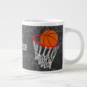 Personlig Chalkboard Basketball och Ring Jumbo Mugg
