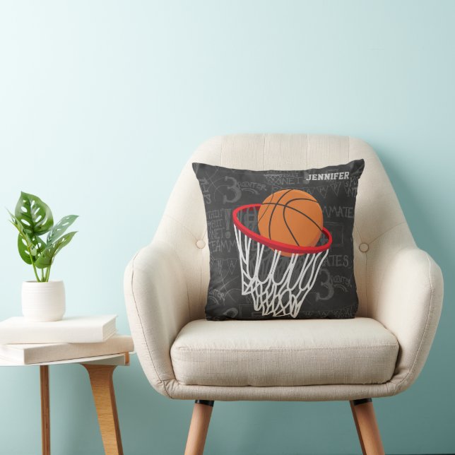 Personlig Chalkboard Basketball och Ring Kudde (Stol)