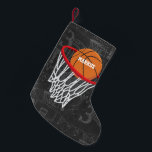 Personlig Chalkboard Basketball och Ring Liten Julstrumpa<br><div class="desc">Utformning av basketboll och ring på mörk och lätt grått-krita med mönster av basketbolltermer. Anpassa namn för att lägga till namn i basket fläkt, basketbollspelare eller basketbuss. Idealisk även för netbollspelare! Vi välkomnar begäran om anpassningsbar. Kontakta oss via vår GiftsBonanza-butik innan du köper din begäran och vi kommer att vara...</div>