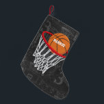 Personlig Chalkboard Basketball och Ring Liten Julstrumpa<br><div class="desc">Utformning av basketboll och ring på mörk och lätt grått-krita med mönster av basketbolltermer. Anpassa namn för att lägga till namn i basket fläkt, basketbollspelare eller basketbuss. Idealisk även för netbollspelare! Vi välkomnar begäran om anpassningsbar. Kontakta oss via vår GiftsBonanza-butik innan du köper din begäran och vi kommer att vara...</div>