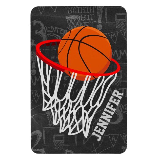Personlig Chalkboard Basketball och Ring Magnet (Vertikal)