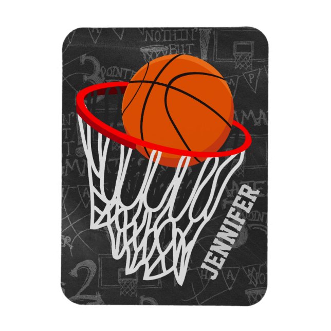 Personlig Chalkboard Basketball och Ring Magnet (Vertikal)