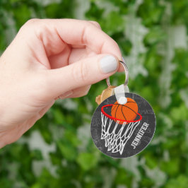 Personlig Chalkboard Basketball och Ring Nyckelring