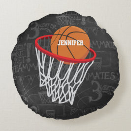 Personlig Chalkboard Basketball och Ring Rund Kudde