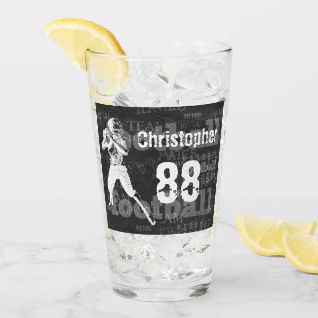 Personlig chalkboard-effekt fotbollsspelare glaskopp (Framsida Ice)
