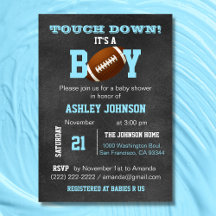 Personlig Chalkboard Football Theme Baby Shower