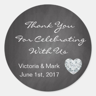 Personlig Chalkboard Heart Wedding Favands Runt Klistermärke