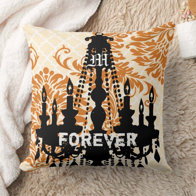 Personlig Chandelier Monogram med Bröllop-datum Kudde (Filt)