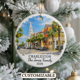 Personlig Charleston, Anpassad South Carolina Julgransprydnad Keramik