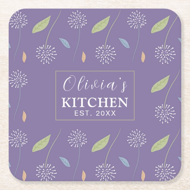 Personlig Charmig Blommig Tapet Underlägg Papper Kvadrat (Framsidan)