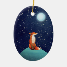 Personlig Charming Fox och Full Moon-jul Julgransprydnad Keramik