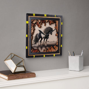 Personlig Charted Wood Gypsy Vanner-tidsstycke Fyrkantig Klocka