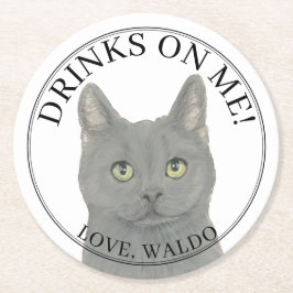 Personlig Chartreux Cat Bröllop Underlägg Papper Rund