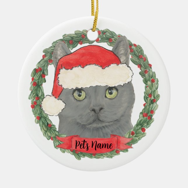 Personlig Chartreux Chartreuse Cat Julgransprydnad Keramik (Framsidan)