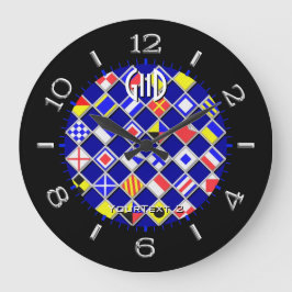 Personlig Checkated Nautical Flaggor Dial på en Stor Klocka