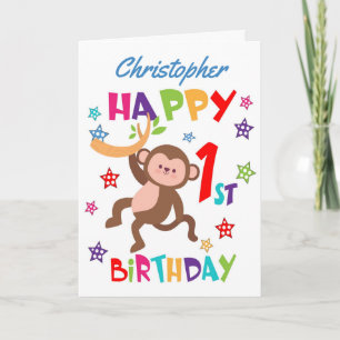 Personlig Cheeky Monkey 1:a födelsedagen Kort
