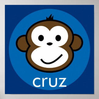 Personlig Cheeky Monkey [blue+navy] Poster