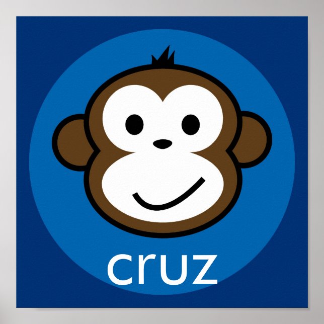 Personlig Cheeky Monkey [blue+navy] Poster (Framsidan)