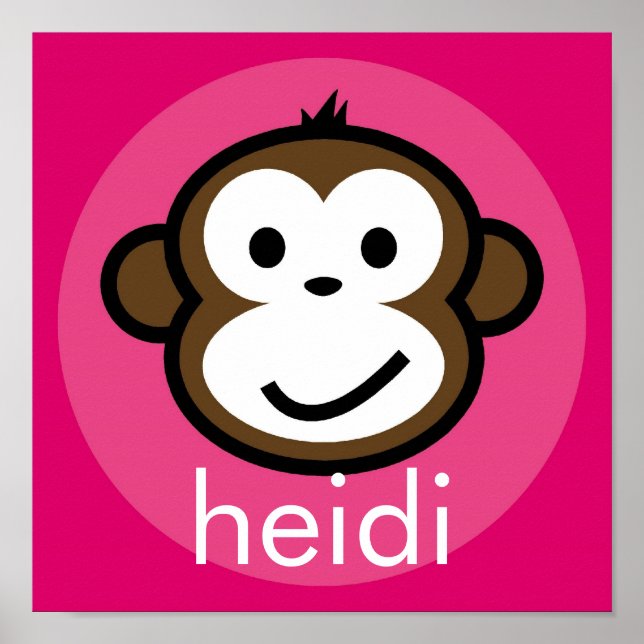Personlig Cheeky Monkey [rosa+hotpink] Poster (Framsidan)