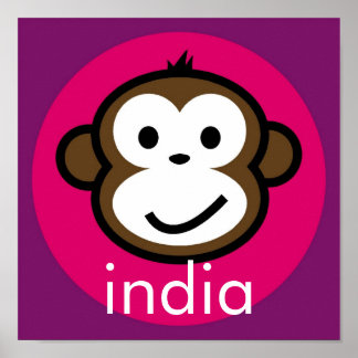 Personlig Cheeky Monkey [rosa+lila] Poster