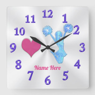 Personlig Cheer Clock, Cheerlead Room Decor Fyrkantig Klocka