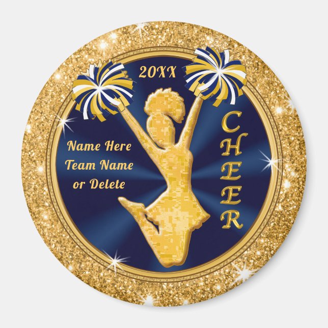 Personlig Cheer Party favors marinblått och Guld Magnet (Framsidan)