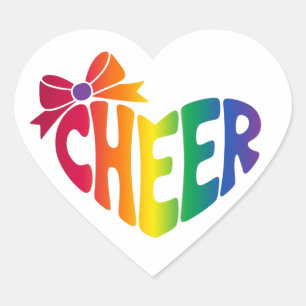 Personlig Cheerleader Namn   Färgglatt Logotyp Kli Hjärtformat Klistermärke