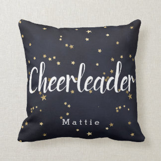 Personlig Cheerleader Navy Blue och Guld Stars Kudde