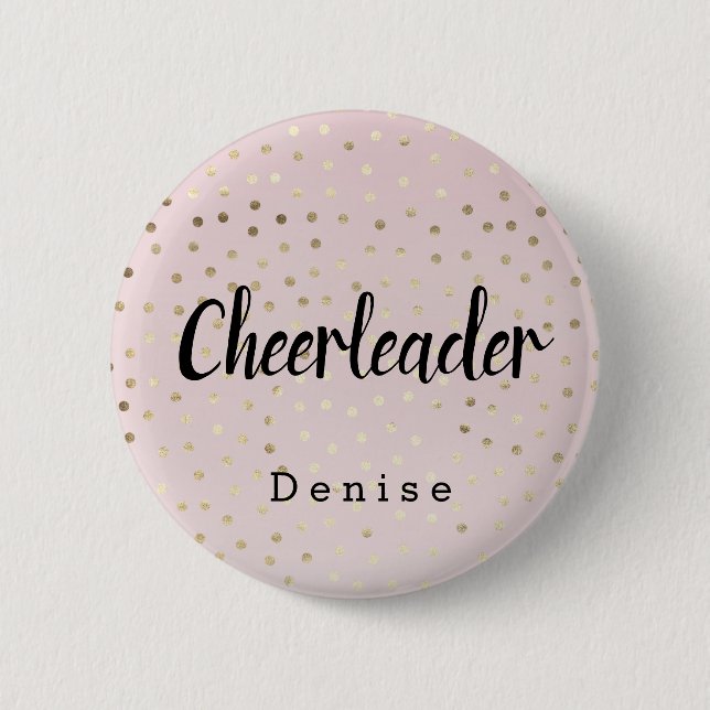 Personlig CheerLeader Rosa Guld Polka dots Knapp (Framsida)