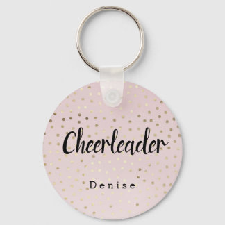 Personlig CheerLeader Rosa och Guld Dots Nyckelring