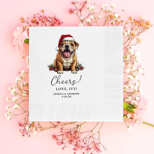 Personlig Cheers för Jul American Bulldog Pappersservett (Skapare uppladdad)