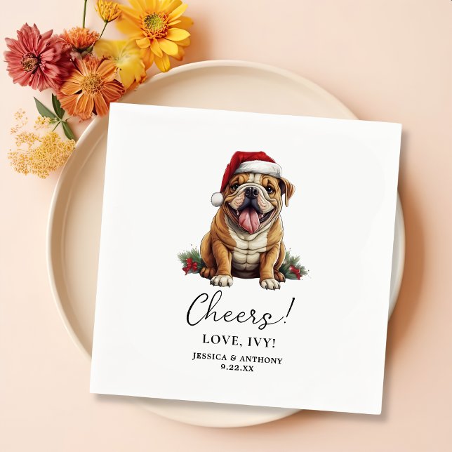Personlig Cheers för Jul American Bulldog Pappersservett (Skapare uppladdad)