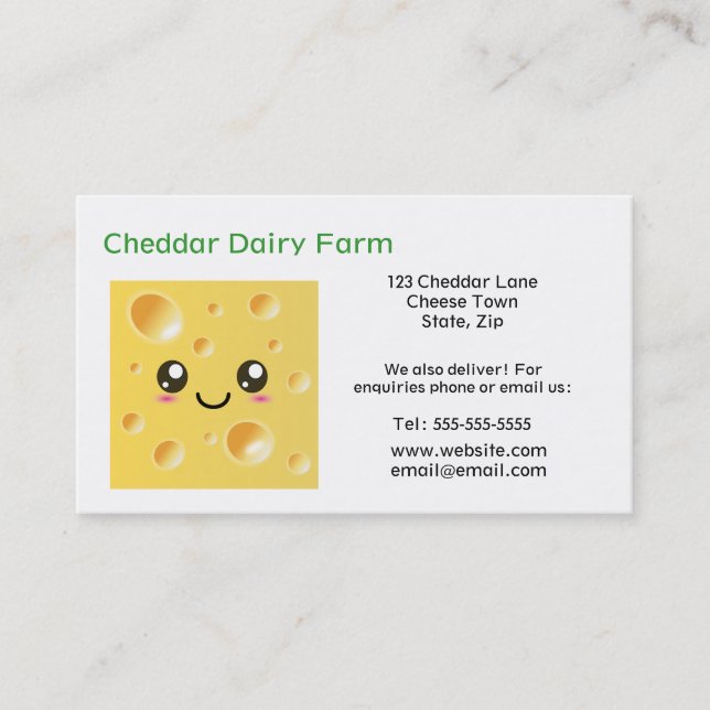 Personlig Cheese Dairy Farm Affärskort Visitkort (Framsida)