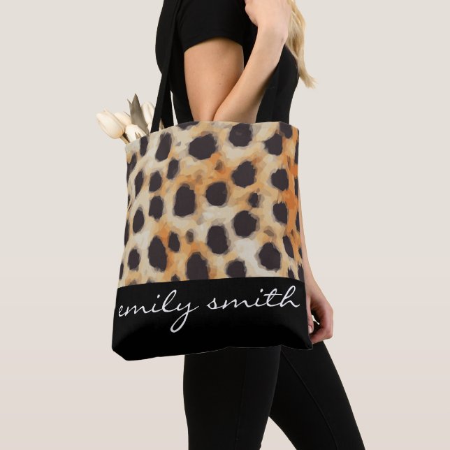 Personlig Cheetah Mönster Tote Bag Tygkasse (Närbild)