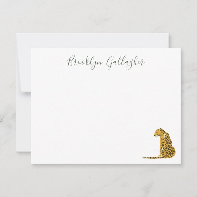 Personlig Cheetah Note Card Anteckningskort (Framsida)