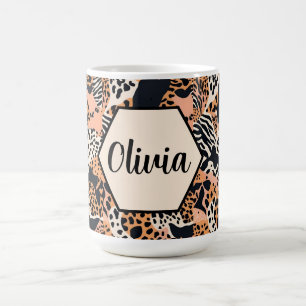 Personlig Cheetah- och Zebratryck Kaffemugg