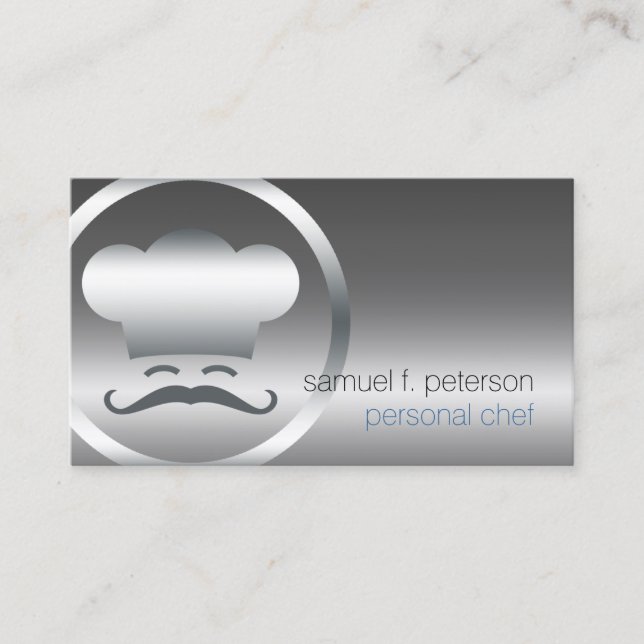 Personlig Chef Chrome Chef Hat Icon Food Services Visitkort (Framsida)