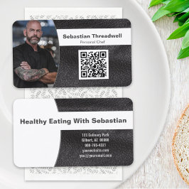 Personlig Chef Faux Leather Anpassningsbar Photo Q Visitkort